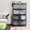Tall Narrow Bookcase with Enclosed Storage, 4-Door Metal Mesh Cabinet for Living Room Bedroom